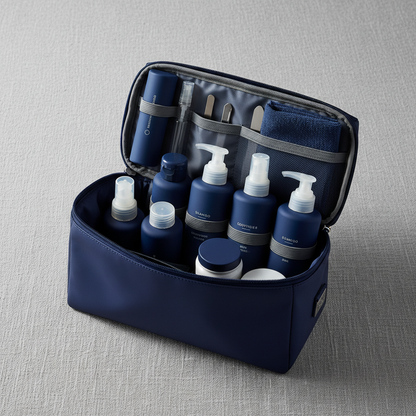Dark blue flat lay